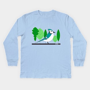 Minimalist Original Blue Jay Art 2 Kids Long Sleeve T-Shirt